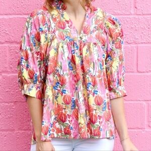 Entro Colorful Floral Women's Blouse - Small